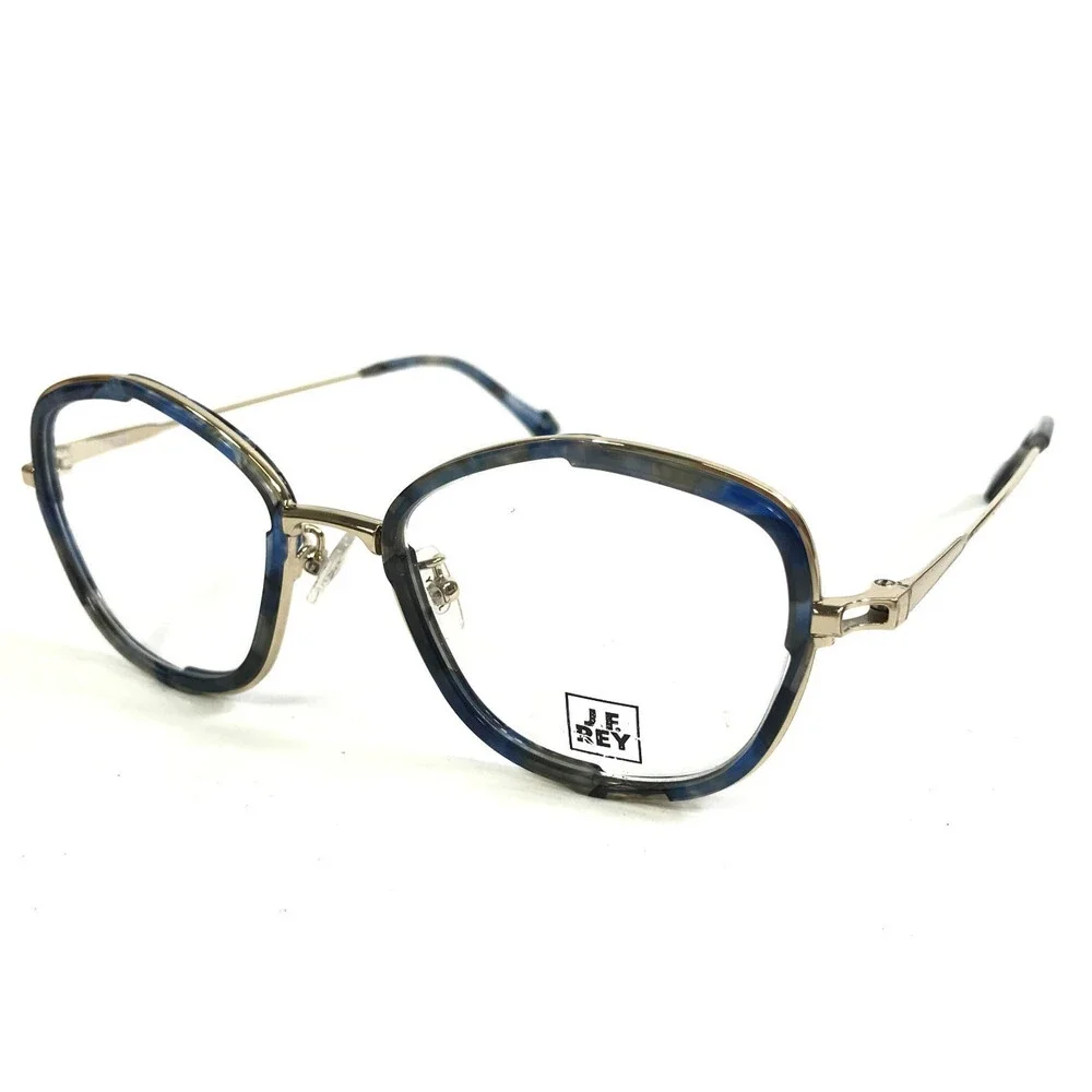 J.F. Rey Eyeglasses Frames JF2987 5520 Blue Brown Marble Gold Full Rim 49-21-143